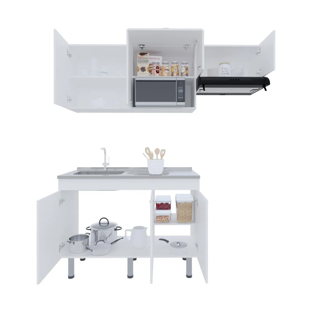Cocina Integral Oceana, Kronos Blanco, Incluye Meson 118 cm ZF Virtual Muebles ZF