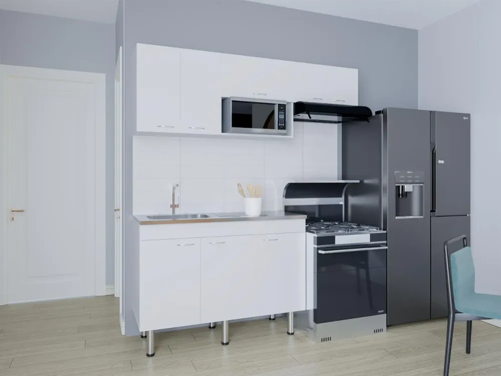Cocina Integral Oceana, Kronos Blanco, Incluye Meson 118 cm ZF Virtual Muebles ZF