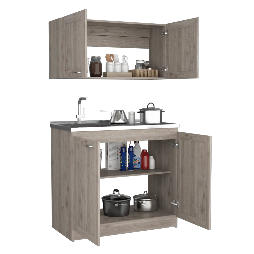 Cocina Integral Toronto, Humo, Incluye Mesón Izquierdo ZF Virtual Muebles ZF