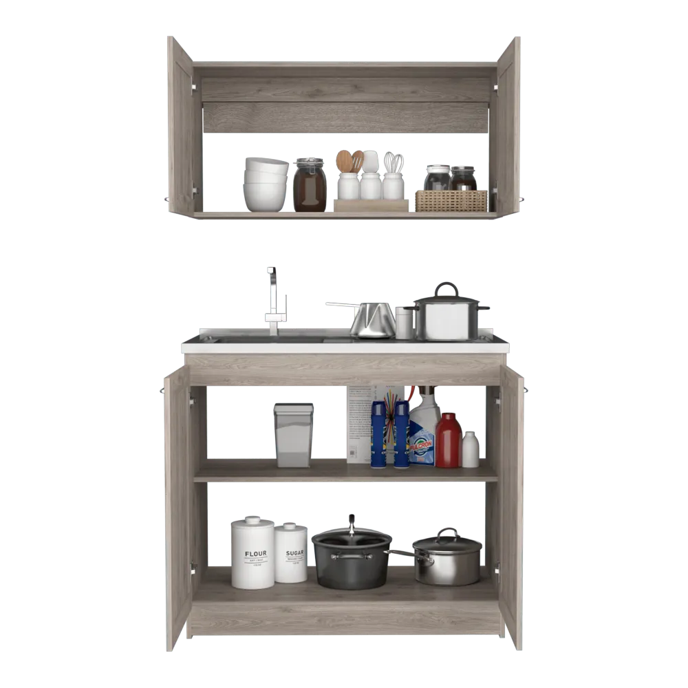 Cocina Integral Toronto, Humo, Incluye Mesón Izquierdo ZF Virtual Muebles ZF
