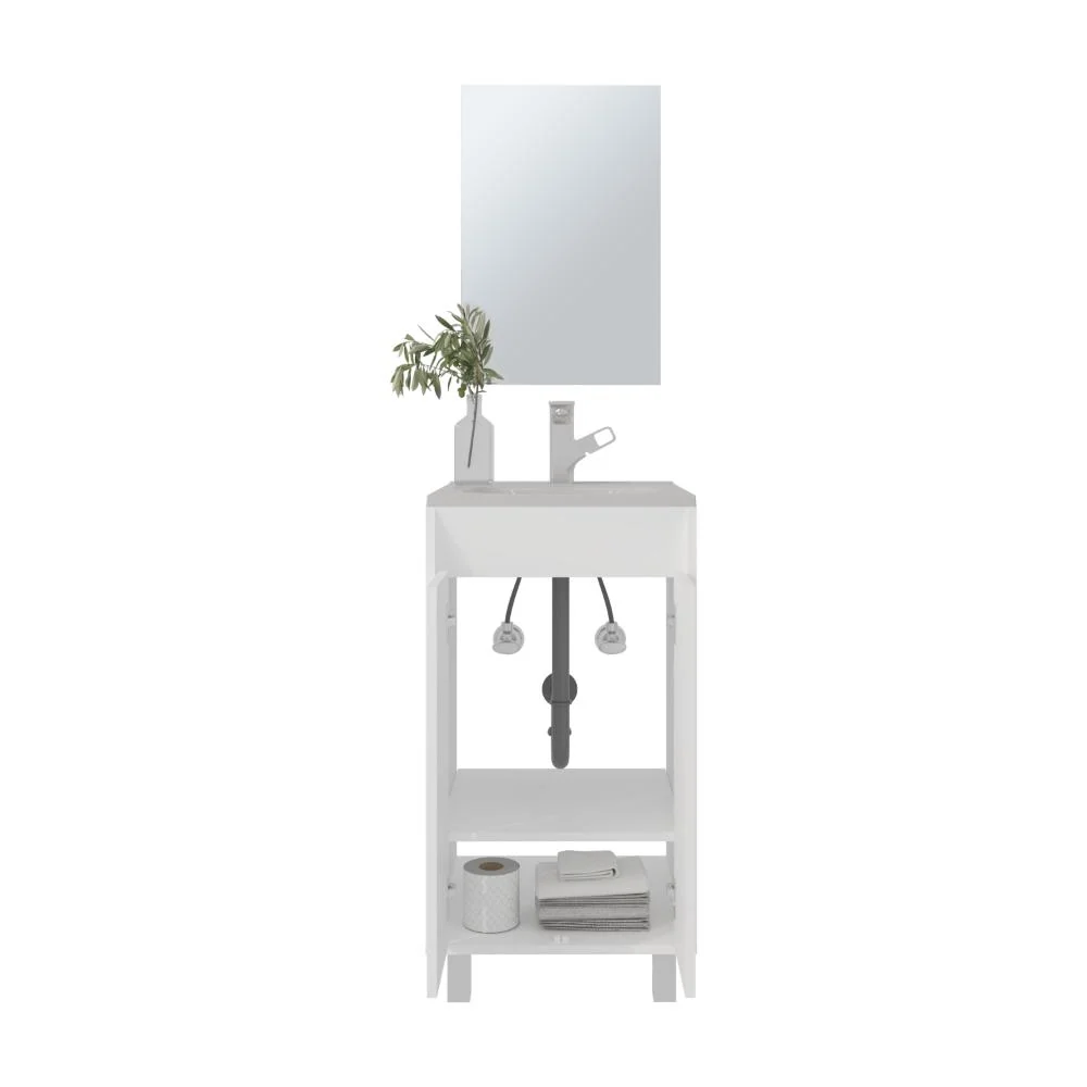 Combo Mueble Para Lavamanos Brandy, Blanco Duqueza, Incluye Lavamanos Praia 45 y Espejo ZF Virtual Muebles ZF