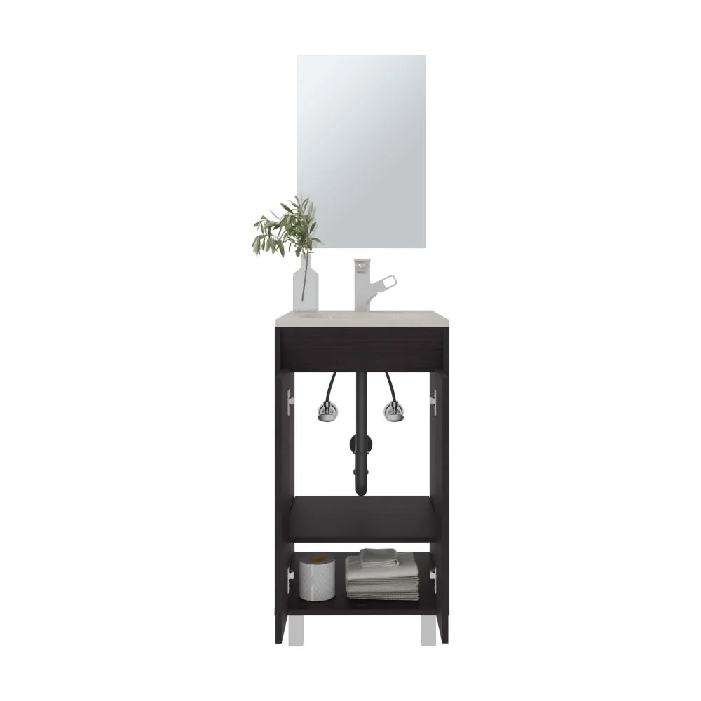 Combo Mueble Para Lavamanos Brandy, Wengue, Incluye Lavamanos Praia 45 y Espejo ZF Virtual Muebles ZF