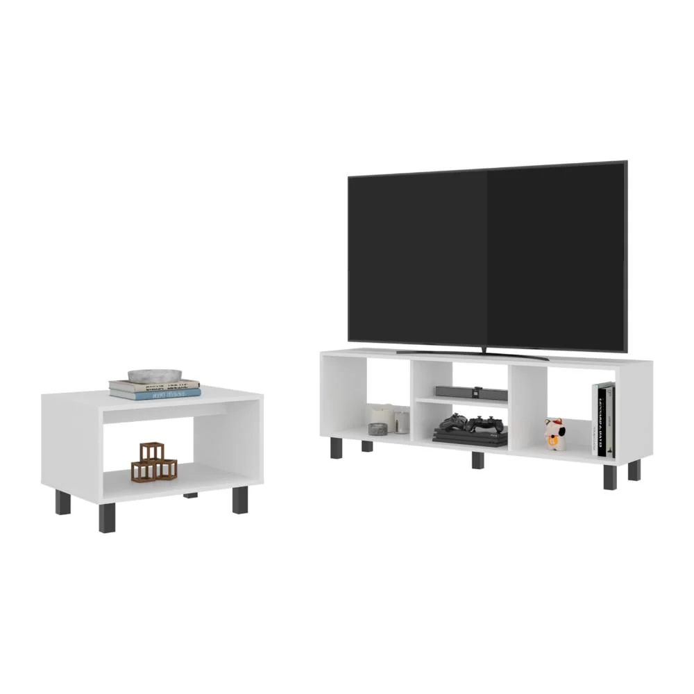 Combo Para Sala Pity, Kronos Blanco, Incluye Mesa para TV 65" y Mesa de Centro ZF Virtual Muebles ZF