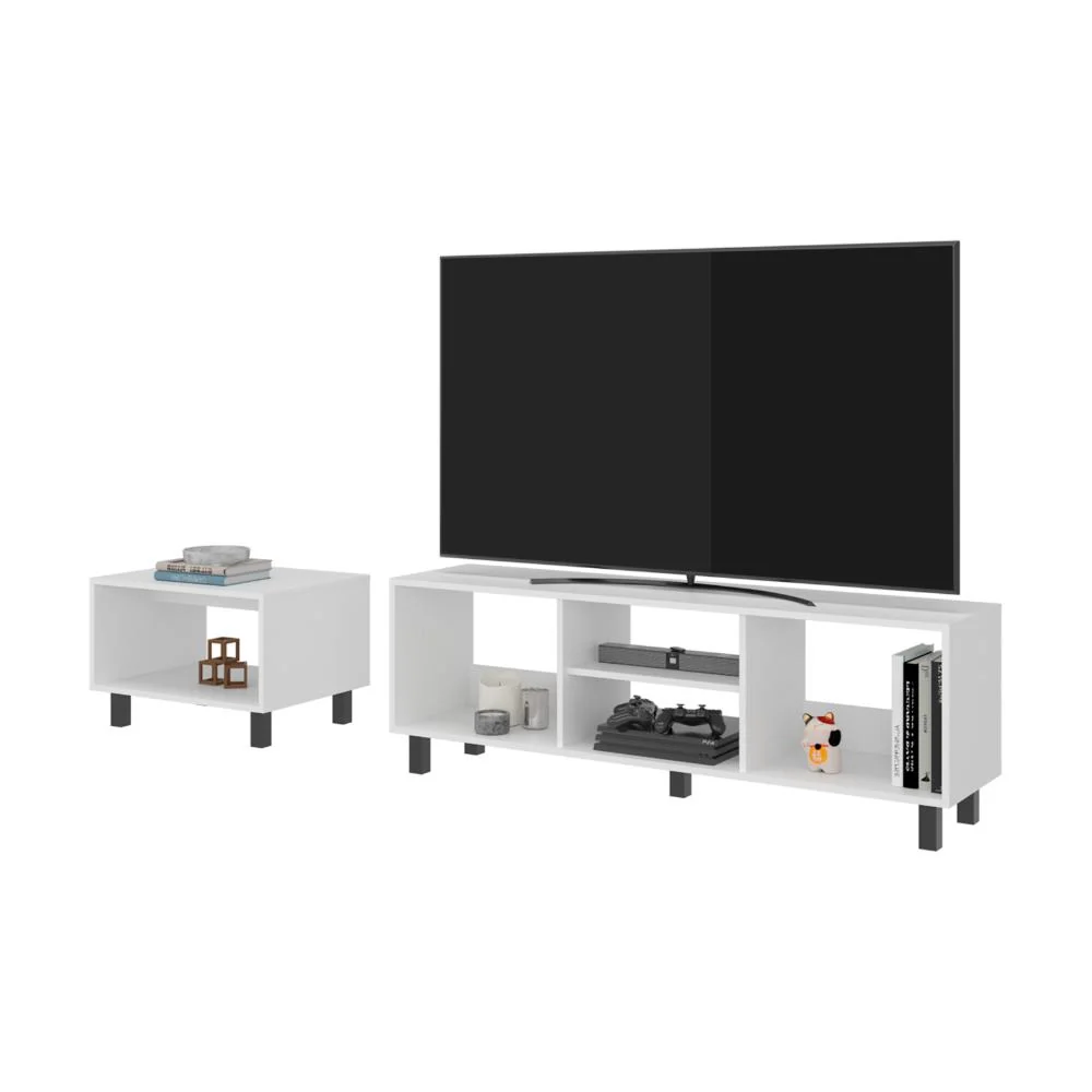Combo Para Sala Pity, Kronos Blanco, Incluye Mesa para TV 65" y Mesa de Centro ZF Virtual Muebles ZF