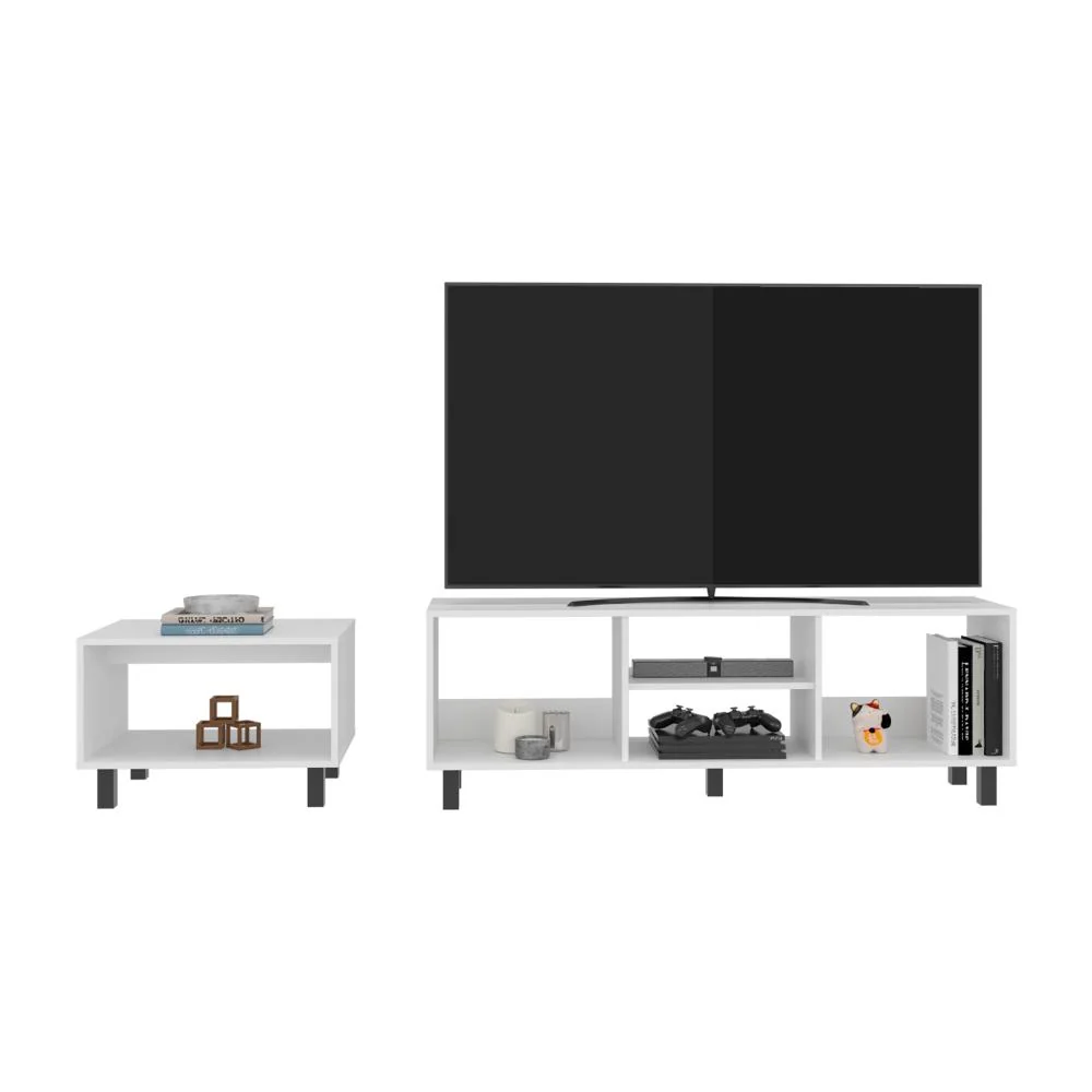 Combo Para Sala Pity, Kronos Blanco, Incluye Mesa para TV 65" y Mesa de Centro ZF Virtual Muebles ZF