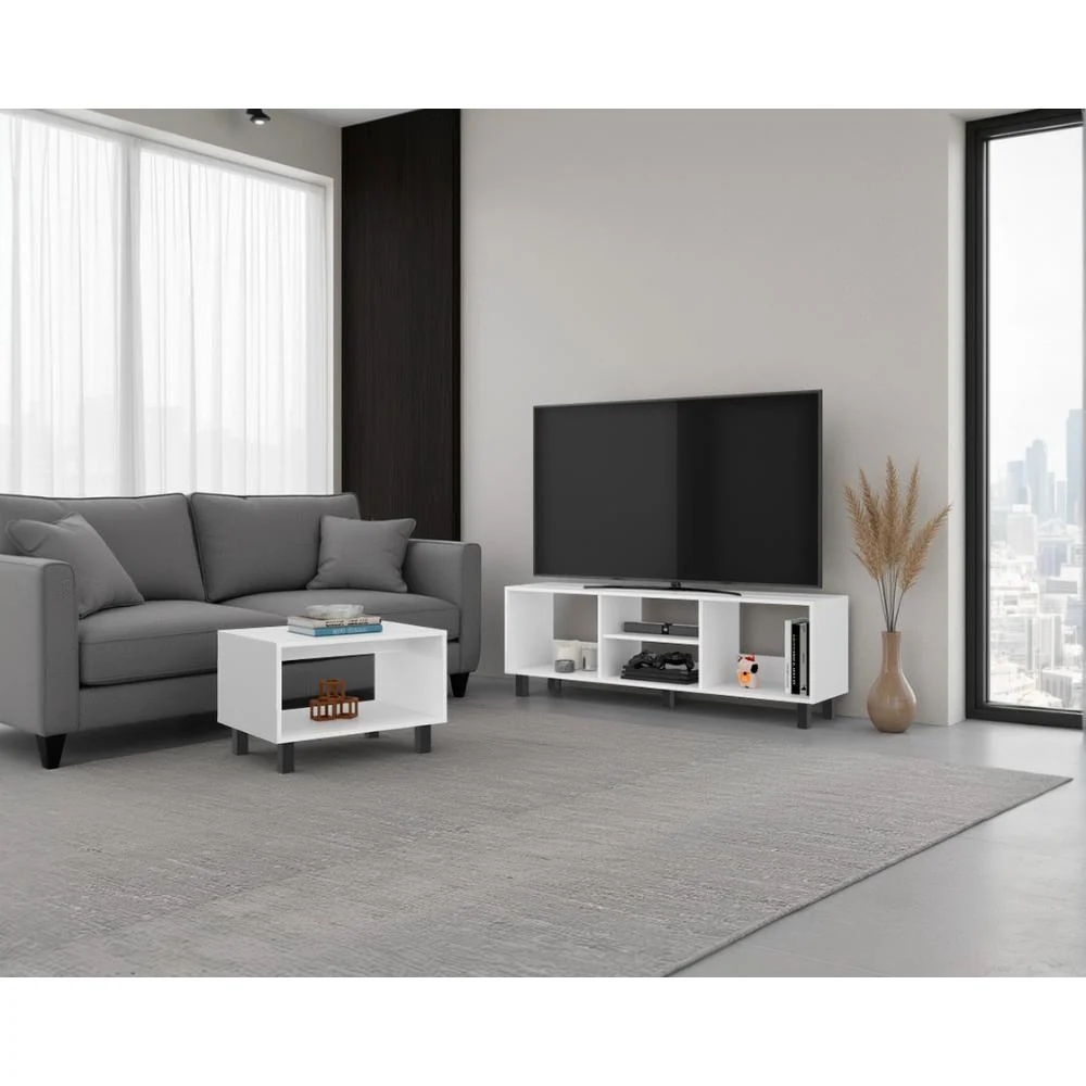 Combo Para Sala Pity, Kronos Blanco, Incluye Mesa para TV 65" y Mesa de Centro ZF Virtual Muebles ZF