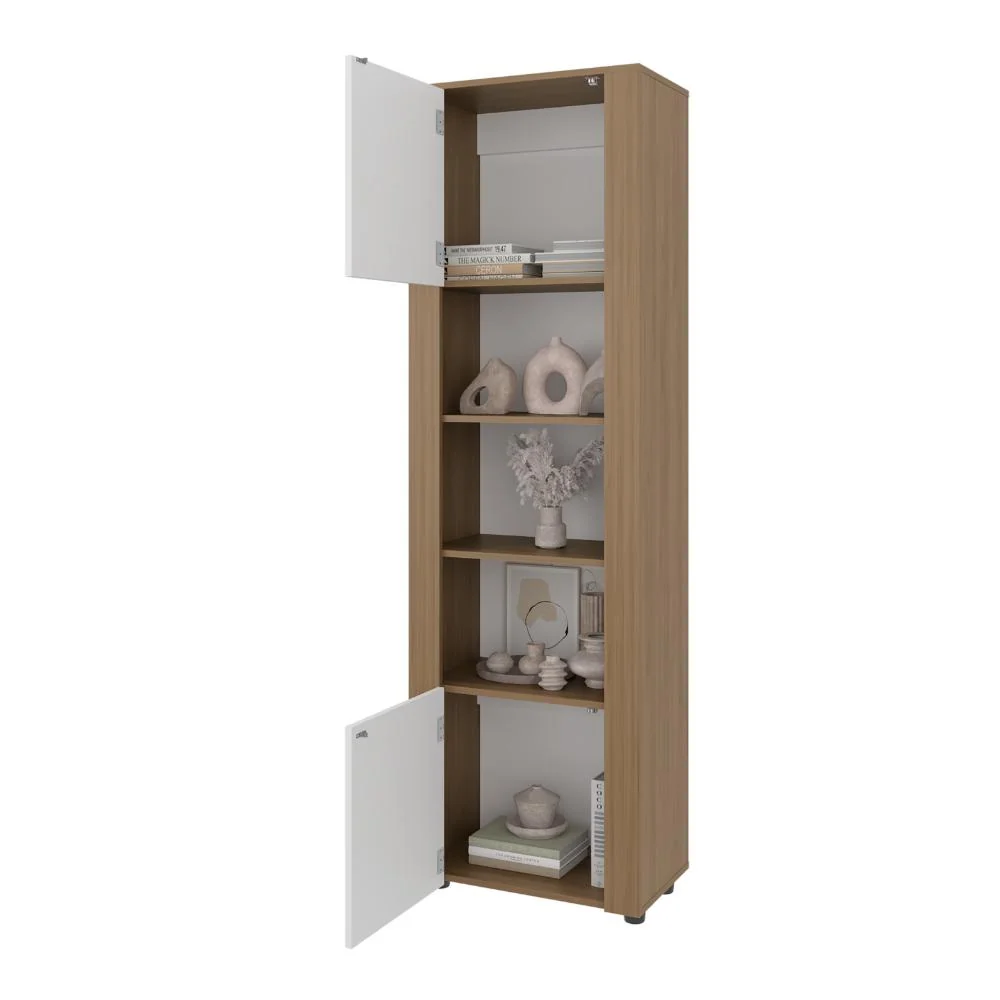 Estanteria Grande Tonalea, Fresno Europeo, con dos puertas abatibles y entrepaños ZF Virtual Muebles ZF