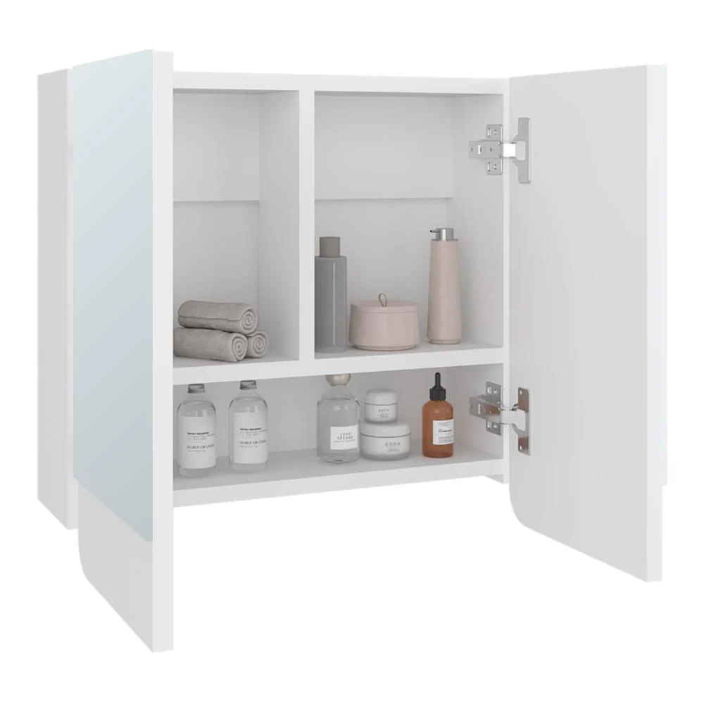 Gabinete de Baño Alondra, Kronos Blanco, con Dos Puerta Batibles y Dos Espejos ZF Virtual Muebles ZF