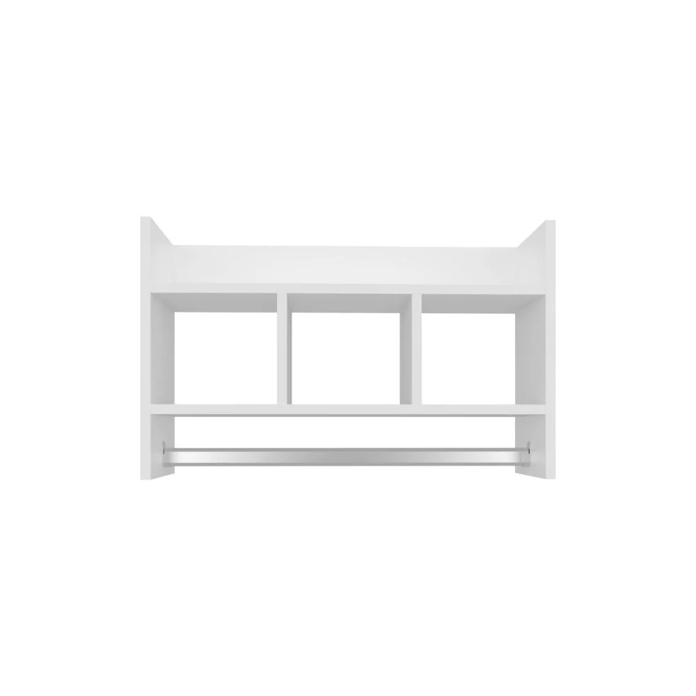 Gabinete de Baño Beki, Kronos Blanco, con espacio para ubicar objetos y un tubo para colgar toallas ZF Virtual Muebles ZF