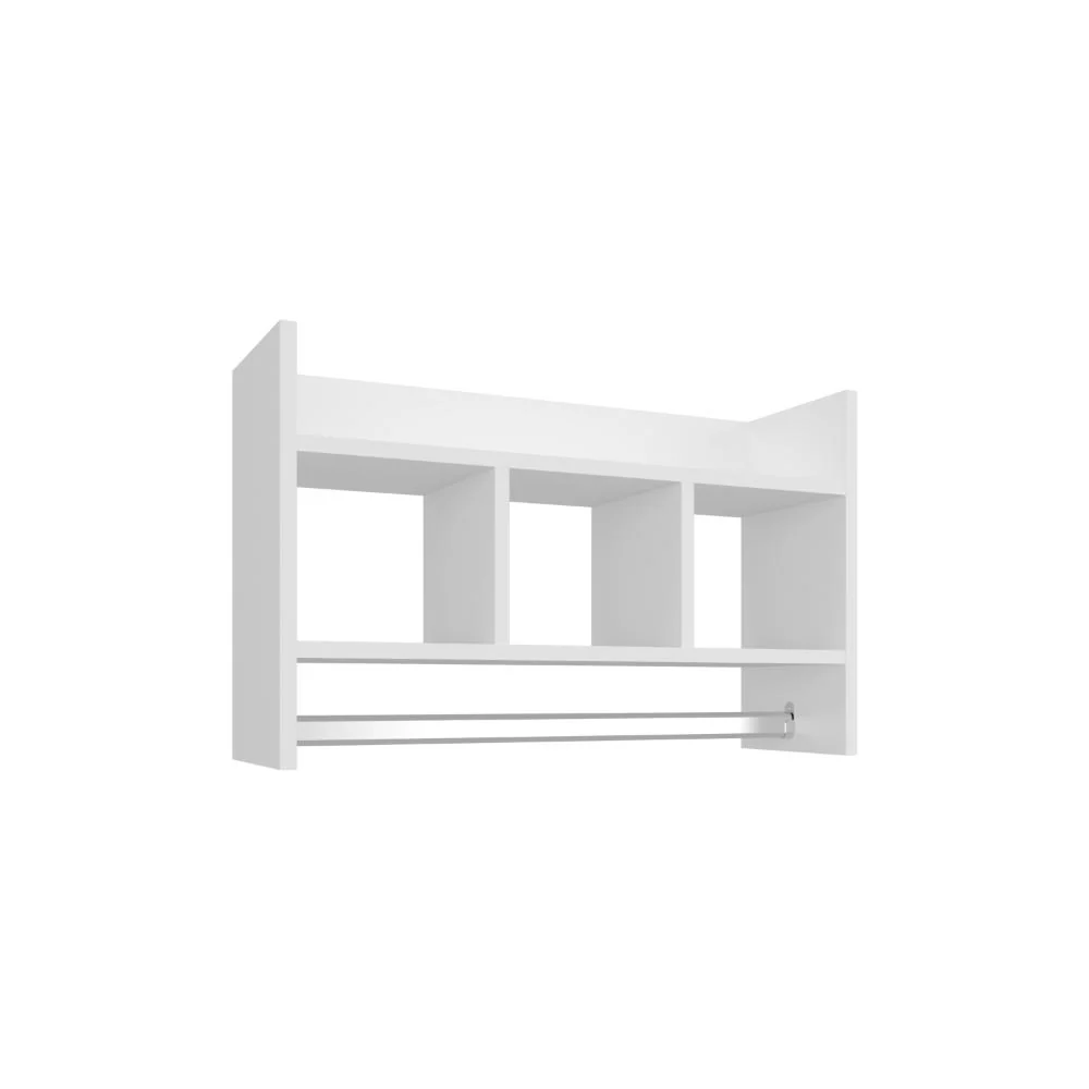 Gabinete de Baño Beki, Kronos Blanco, con espacio para ubicar objetos y un tubo para colgar toallas ZF Virtual Muebles ZF