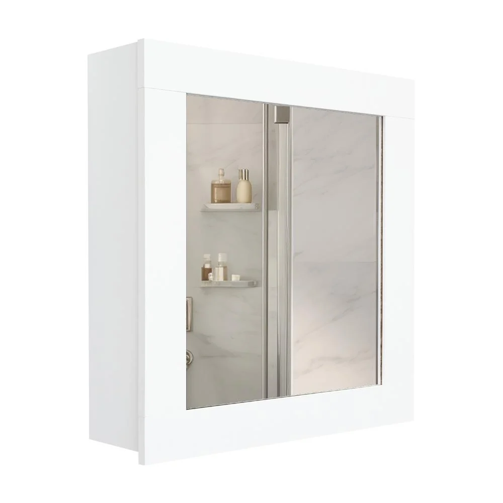 Gabinete de Baño Heston, Blanco Duqueza, con Espejo y Dos Entrepaños ZF Virtual Muebles ZF