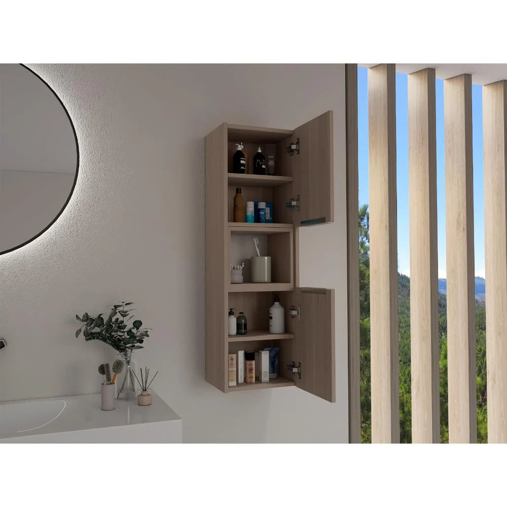 Gabinete de Baño Kairoz, Bardolino, Con dos puertas abatibles y cinco entrepaños ZF Virtual Muebles ZF