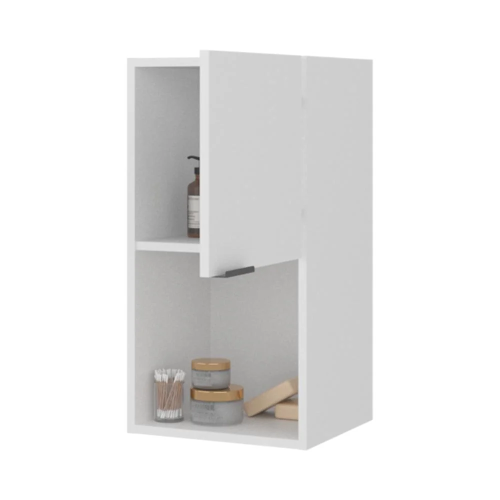 Gabinete de Baño Kase, Kronos Blanco, con una puerta abatible con manija metalica ZF Virtual Muebles ZF