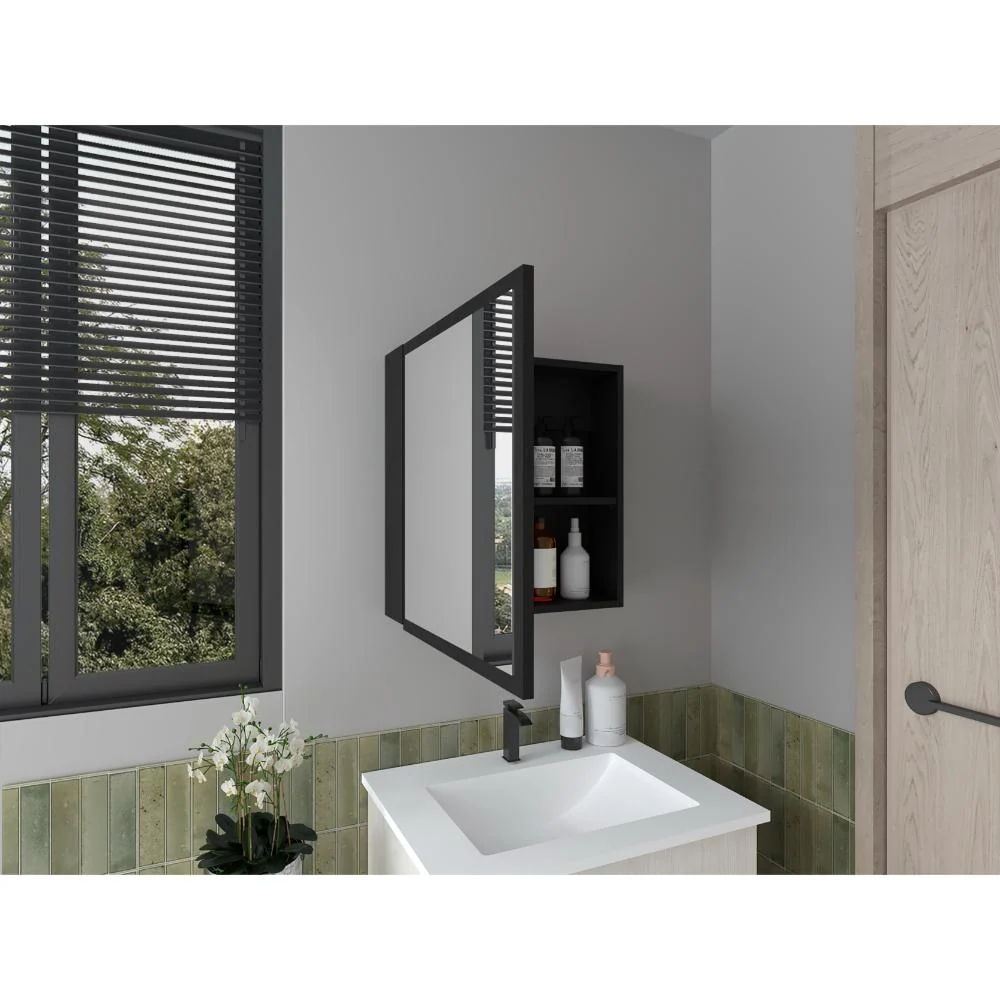 Gabinete de Baño Luma, Wengue, con Puerta Espejo y Dos Entrepaños Para Ubicar Múltiples Objetos ZF Virtual Muebles ZF