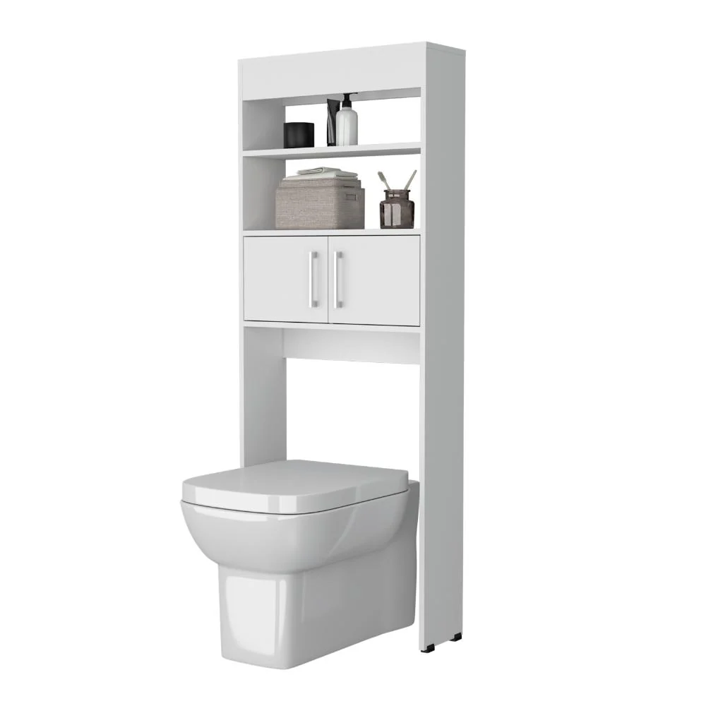 Gabinete de Baño Oporto, Blanco Kronos, Ahorrador de Espacio Virtual Muebles ZF