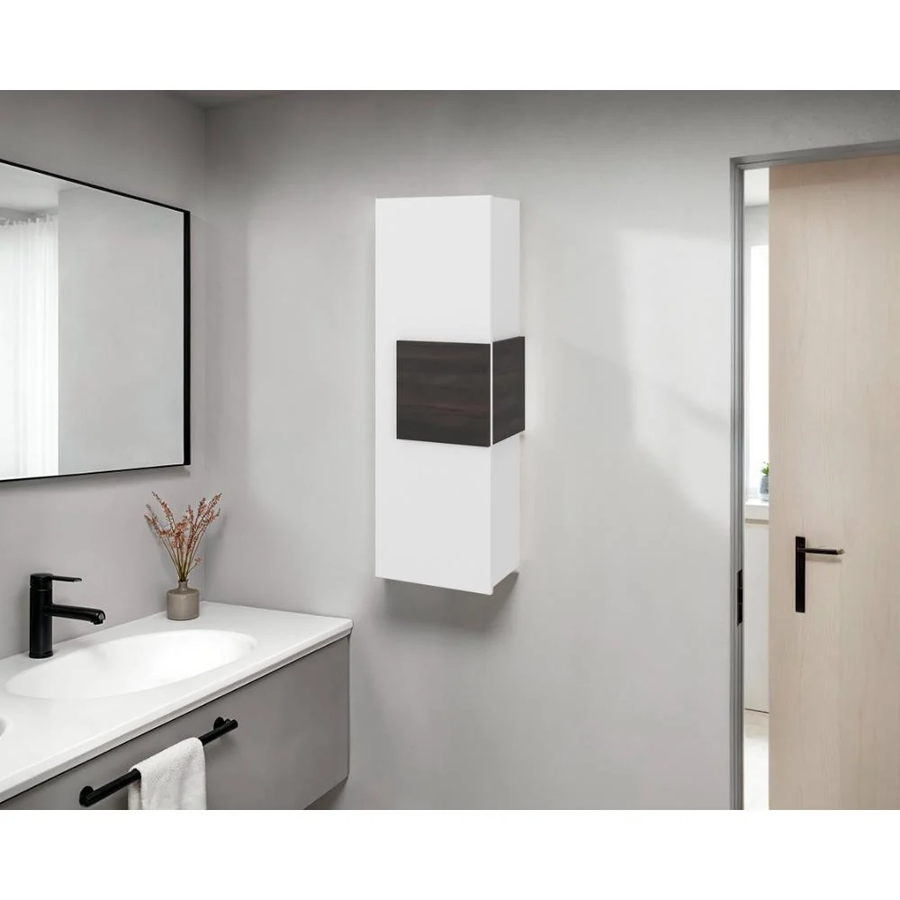 Gabinete de Baño Picasso, Kronos Blanco y Kronos Nogal, con Espacio Para Guardar Objetos de Aseo ZF Virtual Muebles ZF