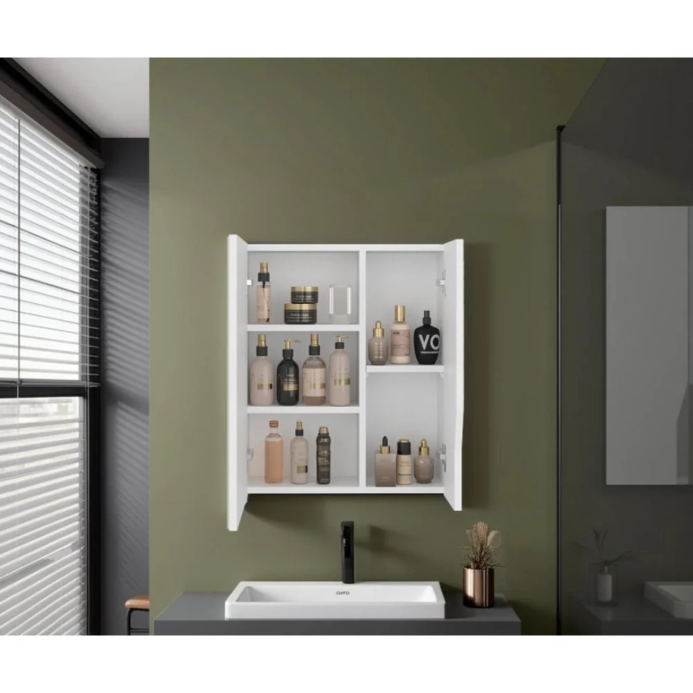 Gabinete de Baño Tuina, Blanco, Con espejo y con espacio para guardar objetos de aseo personales ZF Virtual Muebles ZF