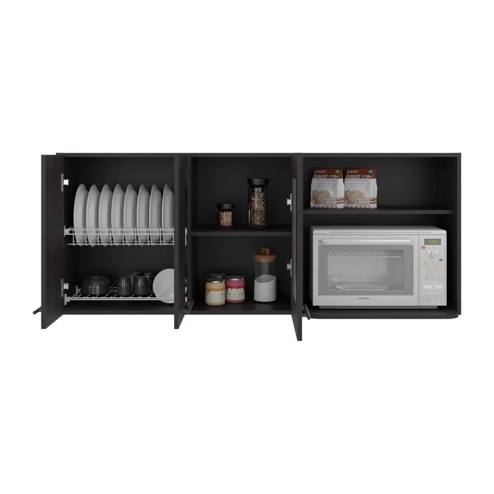 Gabinete Superior Kazán, Kronos Wengue, con Dos Puertas y Espacio Para Ubicar Microondas ZF Virtual Muebles ZF
