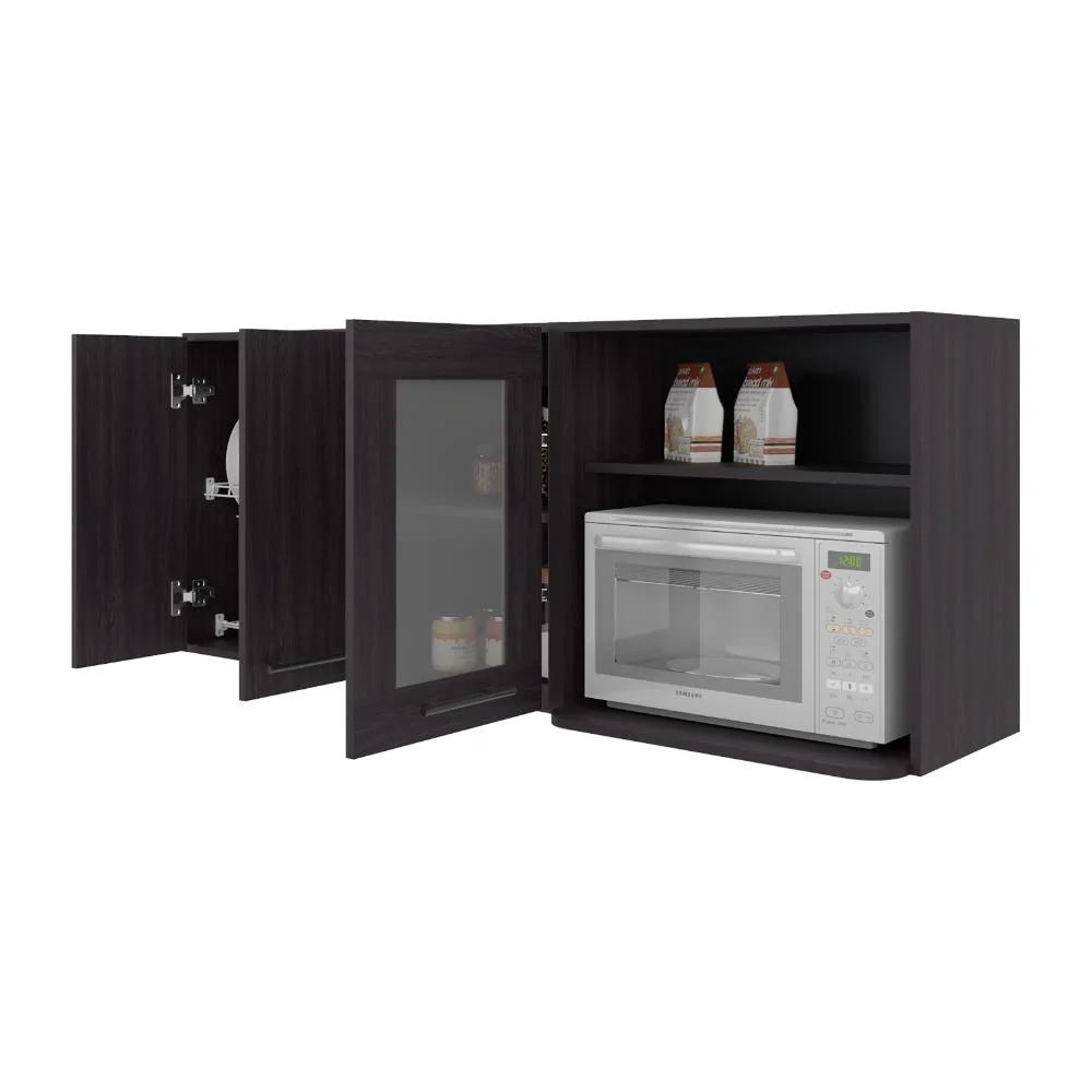 Gabinete Superior Kazán, Kronos Wengue, con Dos Puertas y Espacio Para Ubicar Microondas ZF Virtual Muebles ZF