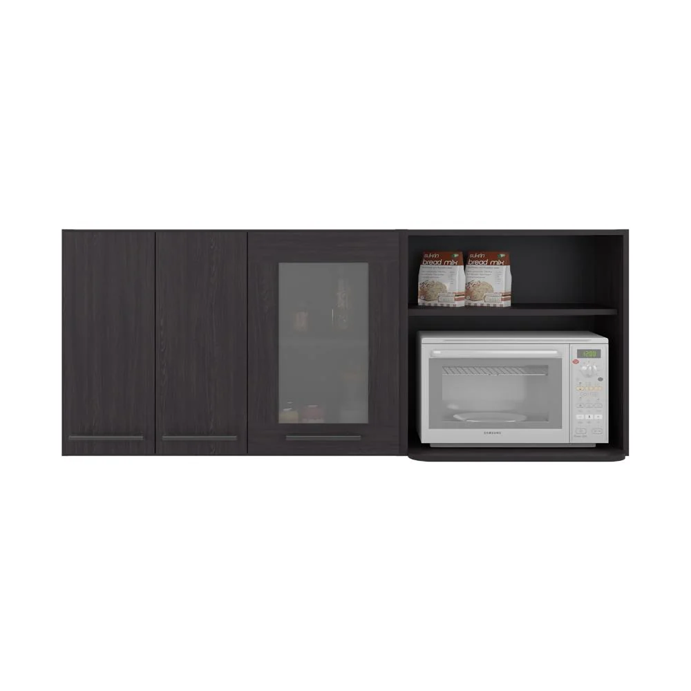 Gabinete Superior Kazán, Kronos Wengue, con Dos Puertas y Espacio Para Ubicar Microondas ZF Virtual Muebles ZF