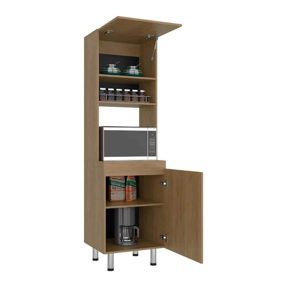 Módulo Microondas Austin, Kronos y Fresno Europeo, Con dos puertas abatibles y variedad de entrepaños ZF Virtual Muebles ZF