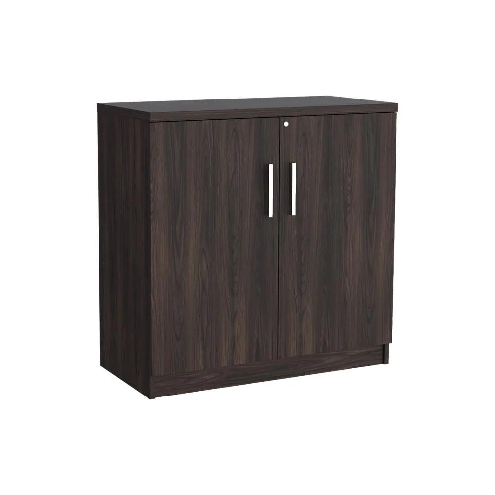Mesa Auxiliar Malibu, Nogal Europeo y Wengue, con dos puertas y cerradura ZF Virtual Muebles ZF