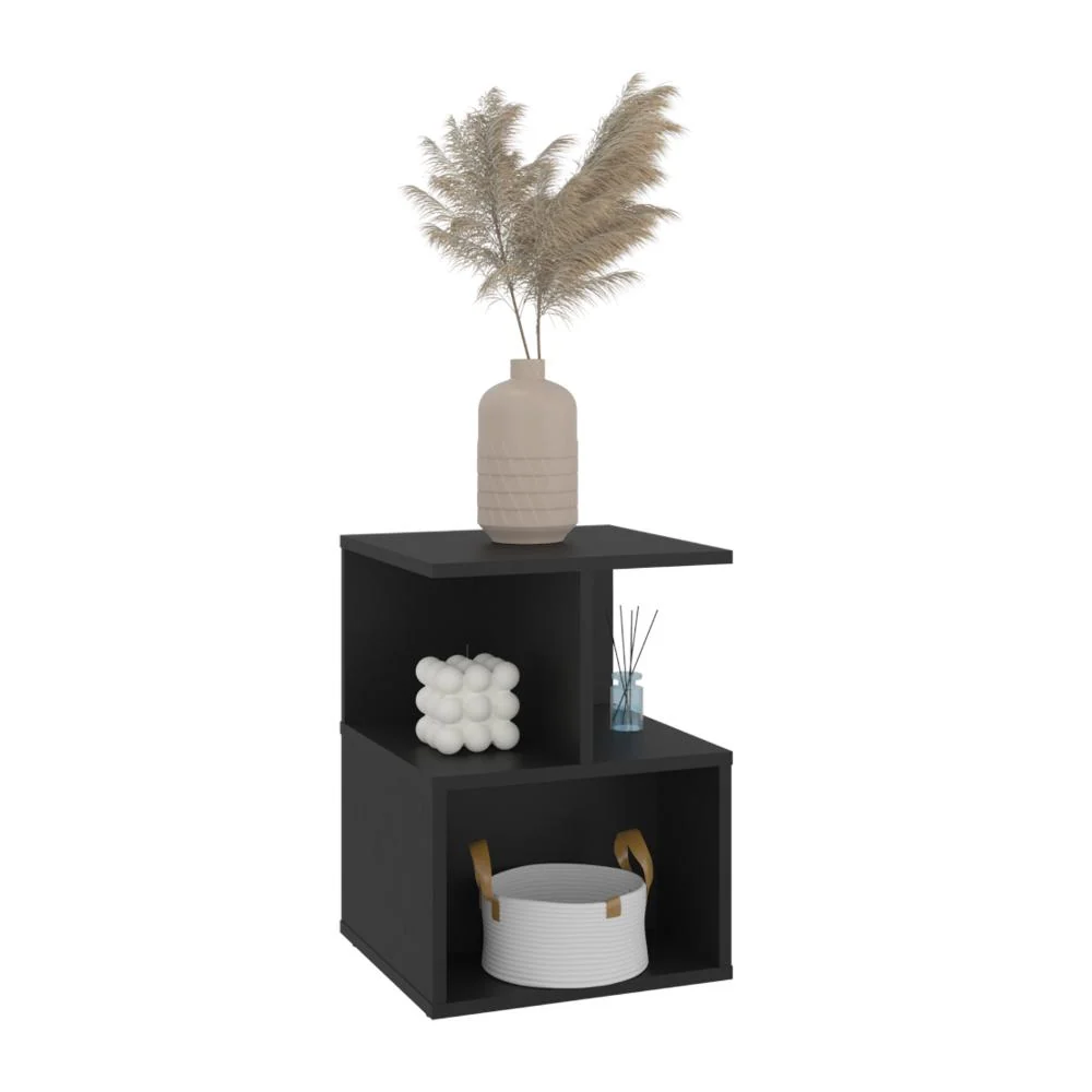 Mesa de Noche Ocaso, Wengue, Con variedad de entrepaños para ubicar objetos, diseño moderno ZF Virtual Muebles ZF