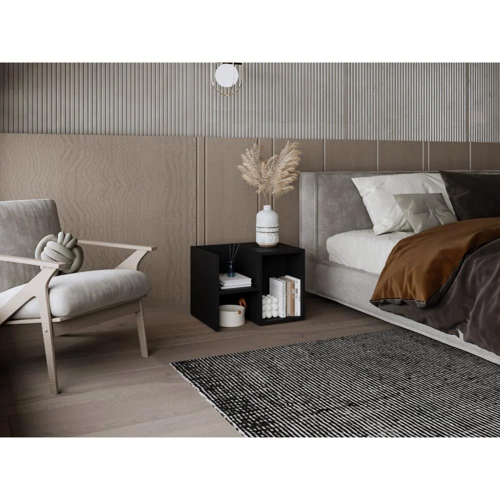 Mesa de Noche Ocaso, Wengue, Con variedad de entrepaños para ubicar objetos, diseño moderno ZF Virtual Muebles ZF
