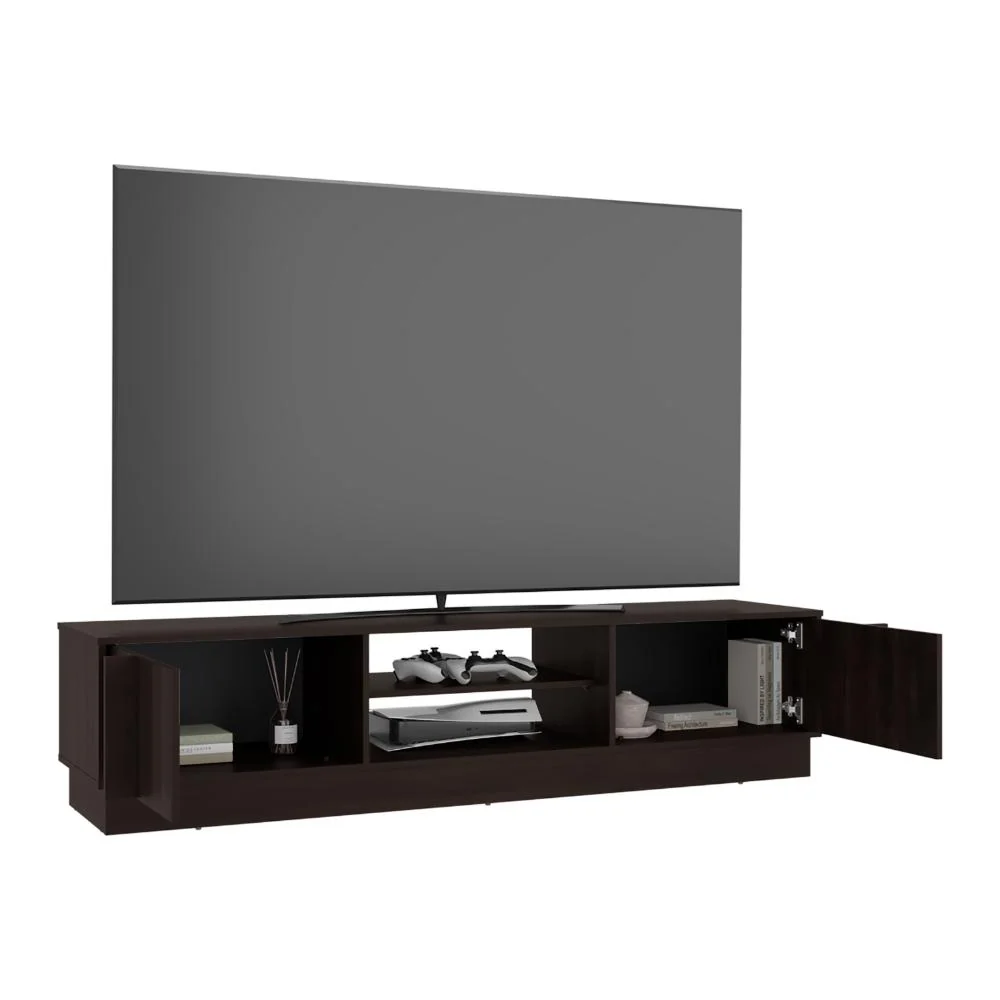 Mesa Para Tv Caobe, Kronos Nogal, Para Televisor de Hasta 75 Pulgadas con cuatro puertas ZF Virtual Muebles ZF