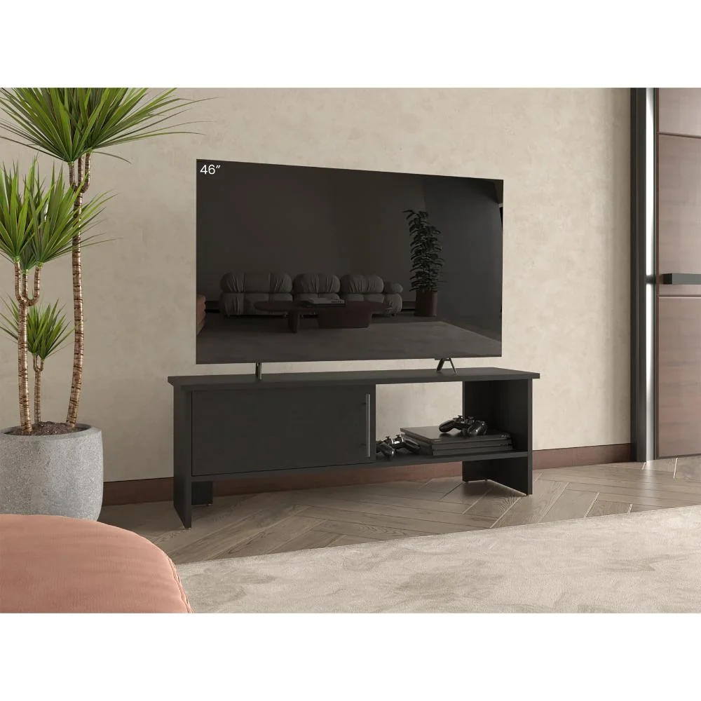 Mesa Para Tv Navi, Wengue, Para Televisor Hasta 55 Pulgadas Con Puerta ZF Virtual Muebles ZF