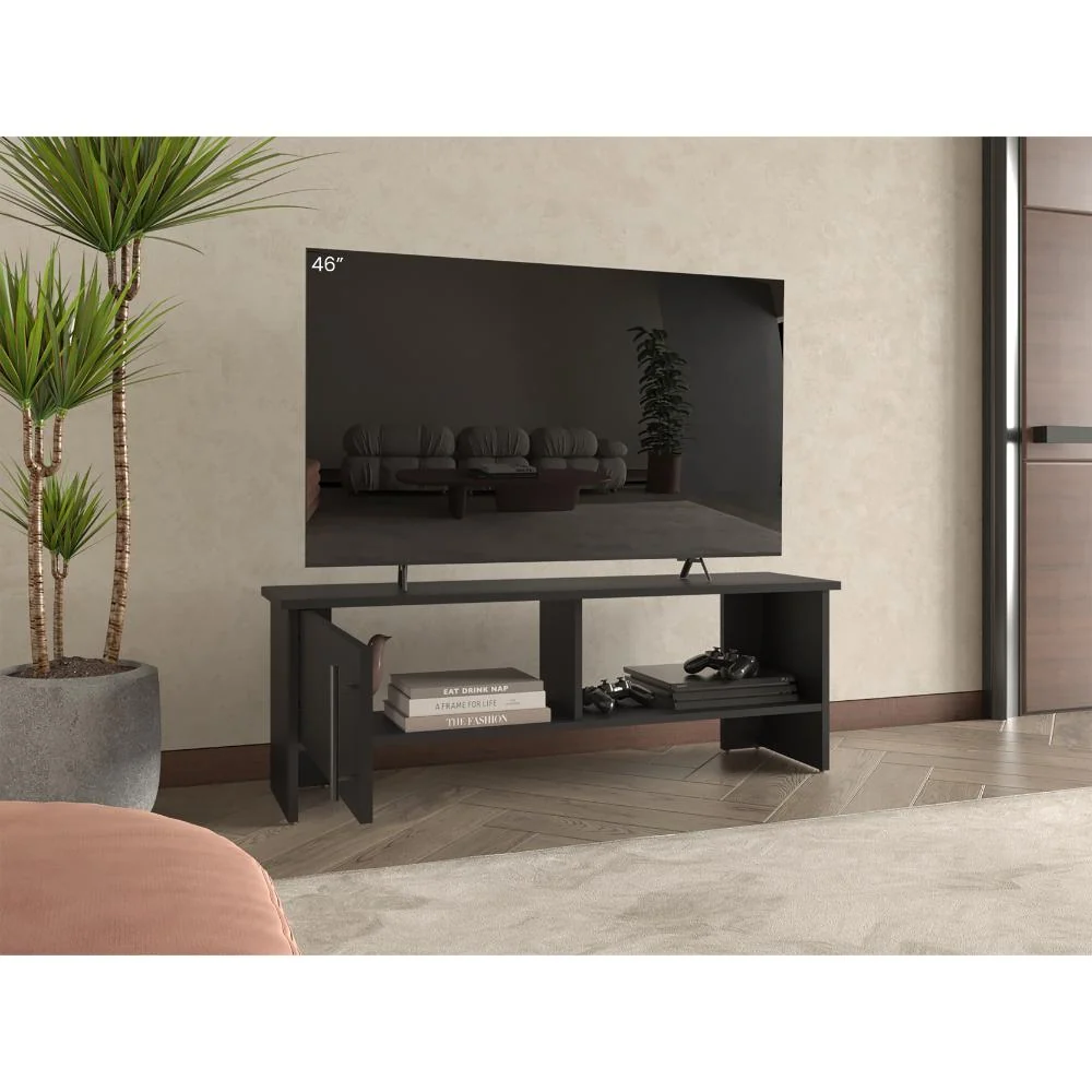 Mesa Para Tv Navi, Wengue, Para Televisor Hasta 55 Pulgadas Con Puerta ZF Virtual Muebles ZF