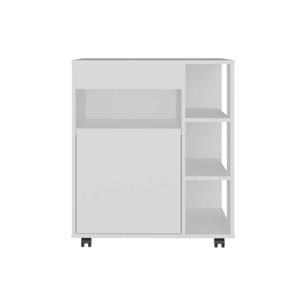 Modulo Microondas Con ruedas Kati, Kronos Blanco, una puerta abatible y compartimiento inferior de almacenamiento ZF Virtu...