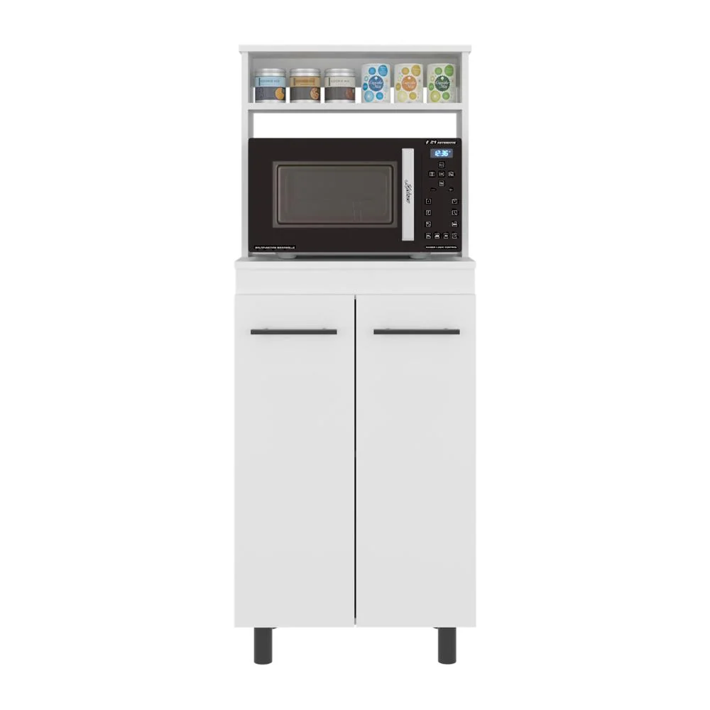 Modulo Microondas Kane, Kronos Blanco, Con compartimiento inferior para alimentos y utensilios de cocina ZF Virtual Mueble...