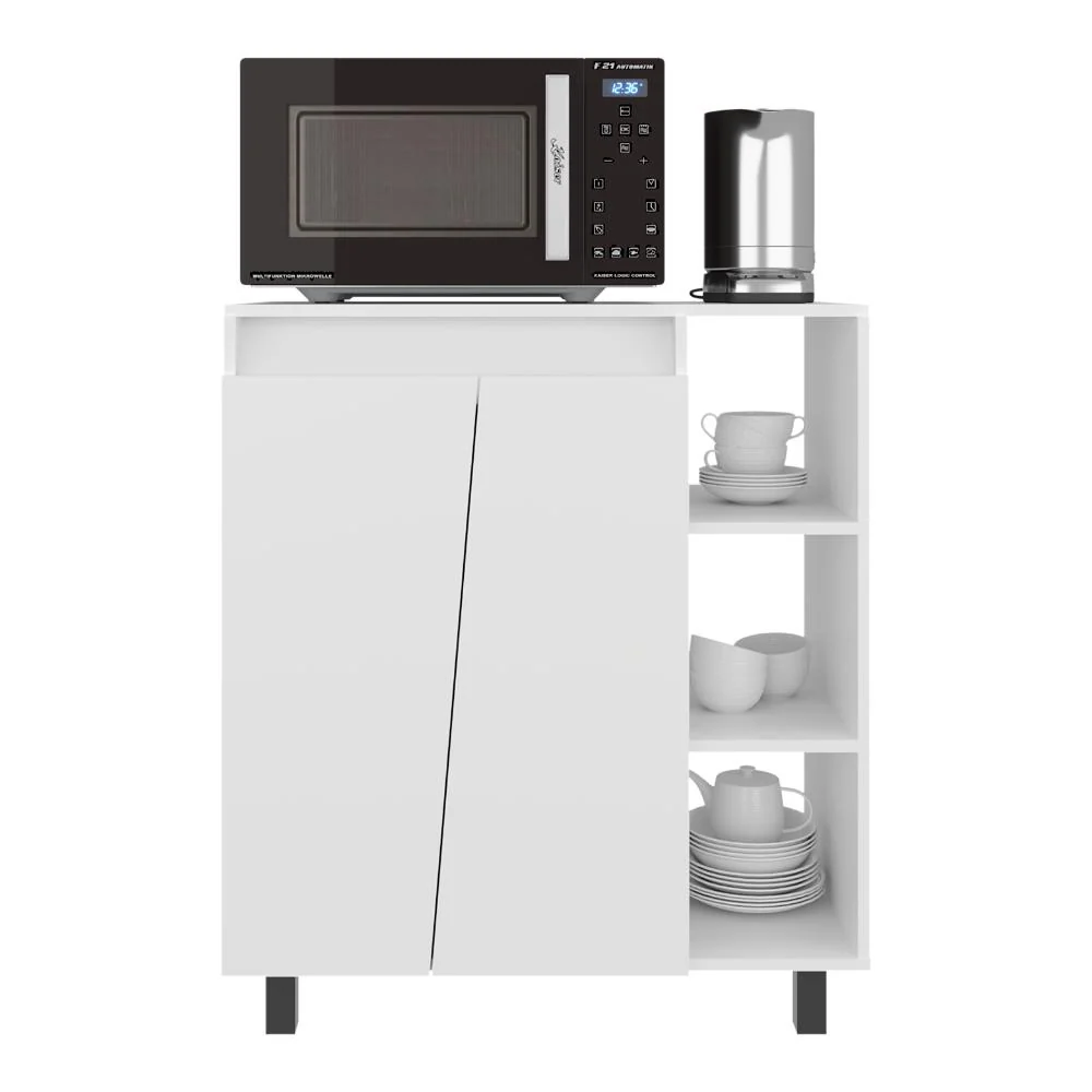 Modulo Microondas Sese, Kronos Blanco, Con dos puertas abatibles y compartimiento inferior para alimentos ZF Virtual Muebl...