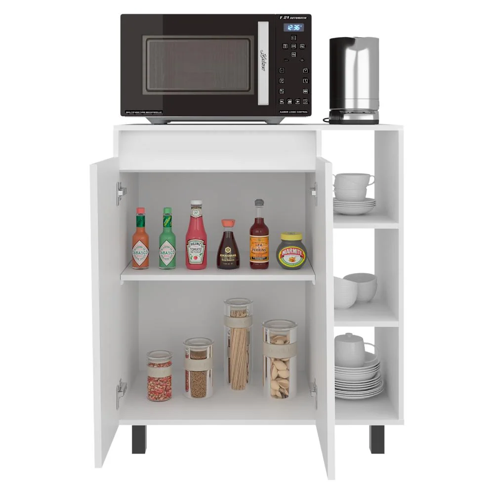 Modulo Microondas Sese, Kronos Blanco, Con dos puertas abatibles y compartimiento inferior para alimentos ZF Virtual Muebl...