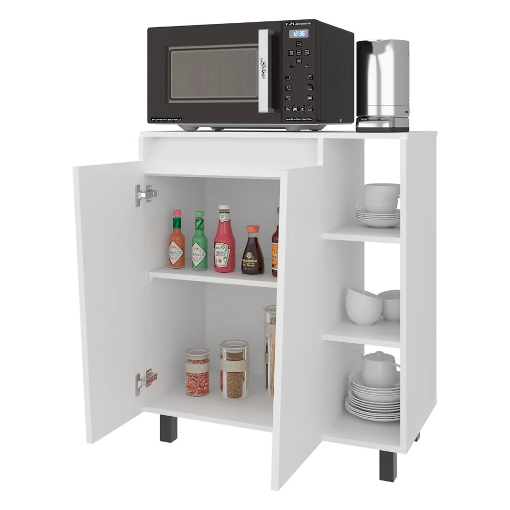 Modulo Microondas Sese, Kronos Blanco, Con dos puertas abatibles y compartimiento inferior para alimentos ZF Virtual Muebl...