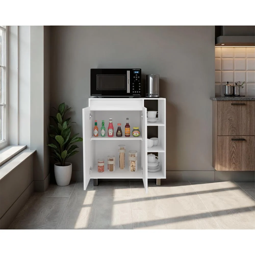 Modulo Microondas Sese, Kronos Blanco, Con dos puertas abatibles y compartimiento inferior para alimentos ZF Virtual Muebl...