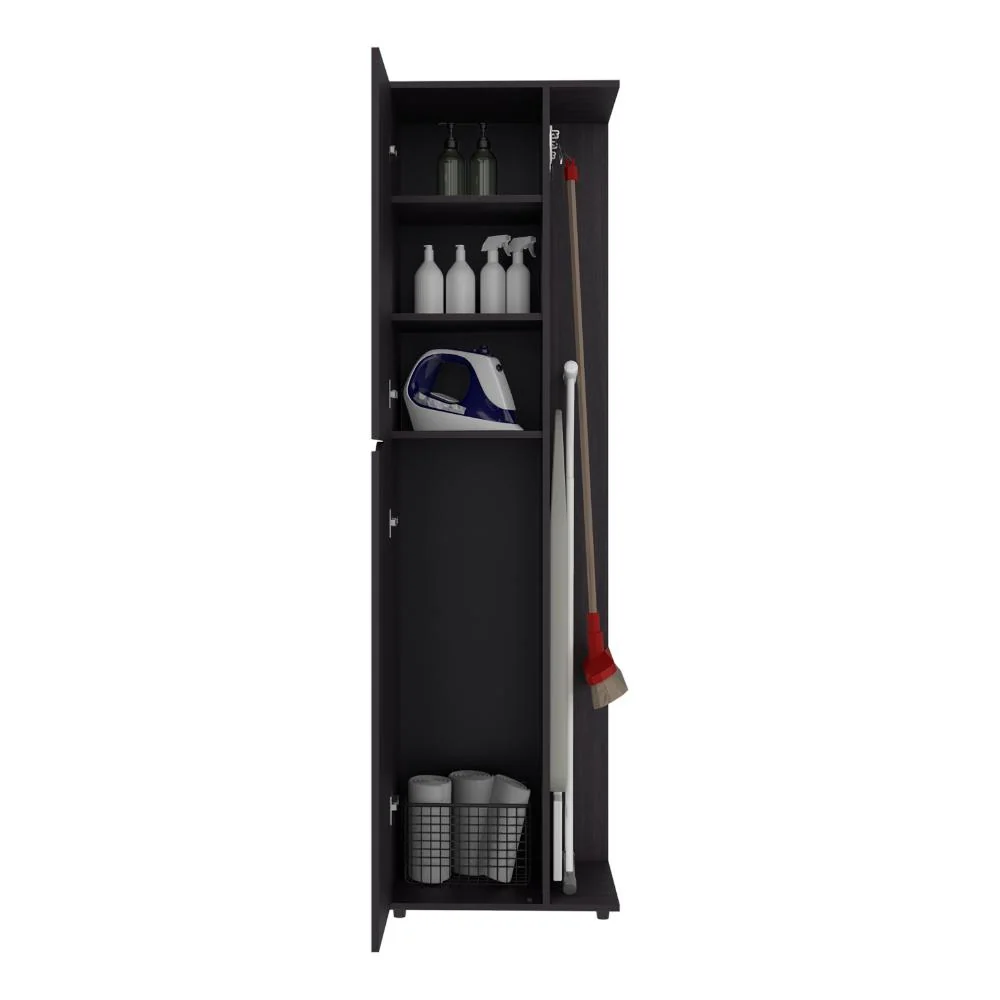 Mueble de Aseo Cruella, Wengue, Incluye colgador para escobas ZF Virtual Muebles ZF