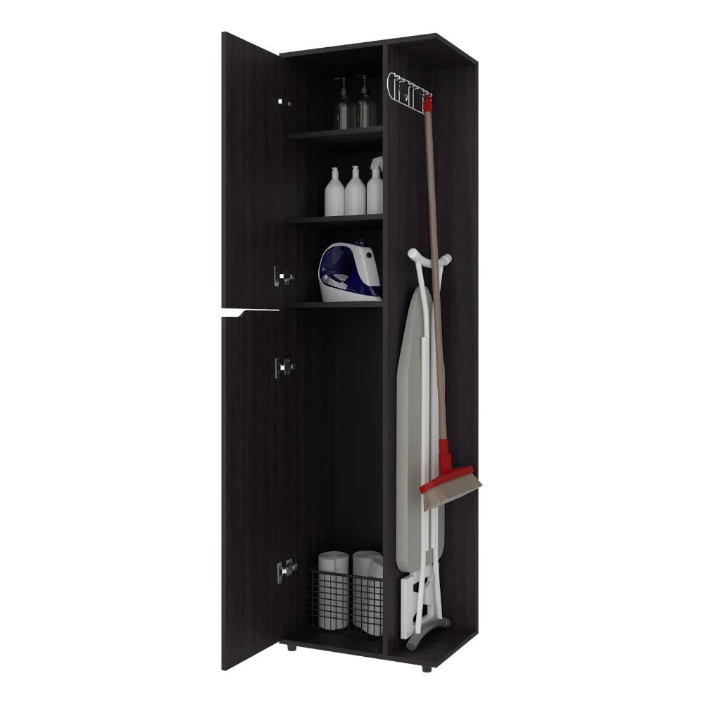 Mueble de Aseo Cruella, Wengue, Incluye colgador para escobas ZF Virtual Muebles ZF
