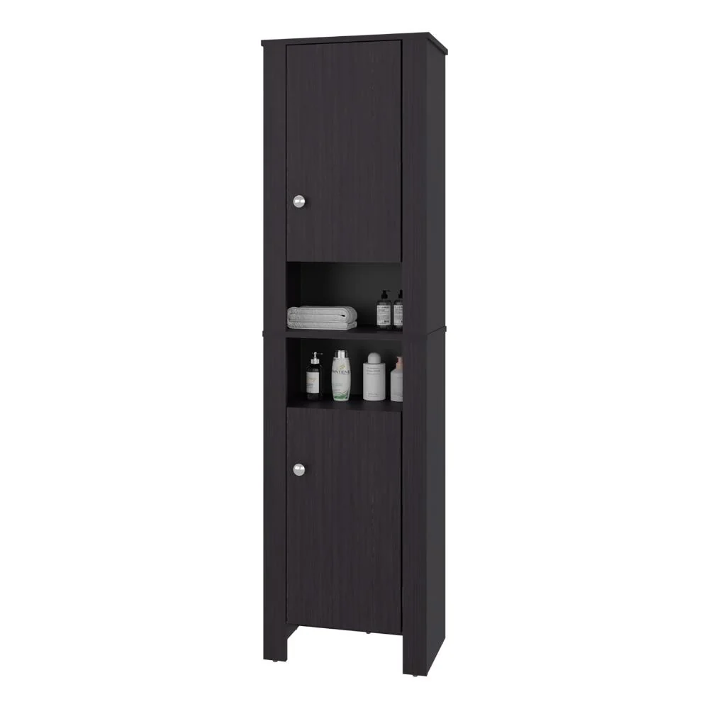 Mueble Auxiliar para Baño Vanes, Wengue, con espacio para objetos decorativos ZF Virtual Muebles ZF