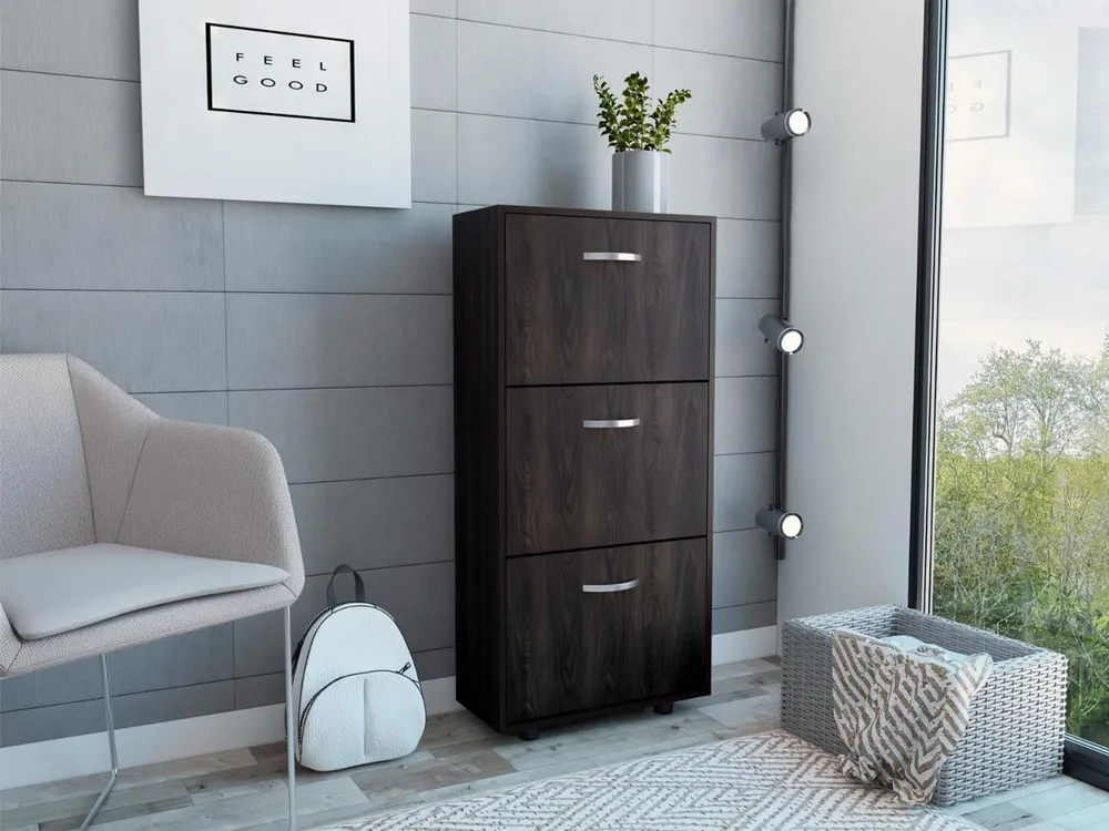 Mueble Auxiliar Zapatero Campora, Nogal y Wengue, con Amplio Espacio de Almacenamiento ZF Virtual Muebles ZF
