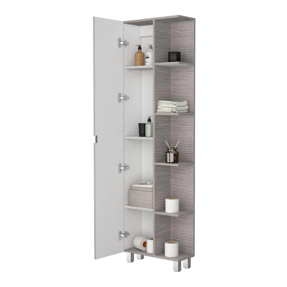 Mueble Esquinero Aqua, Positano y Blanco, con Variedad de Entrepaños ZF Virtual Muebles ZF