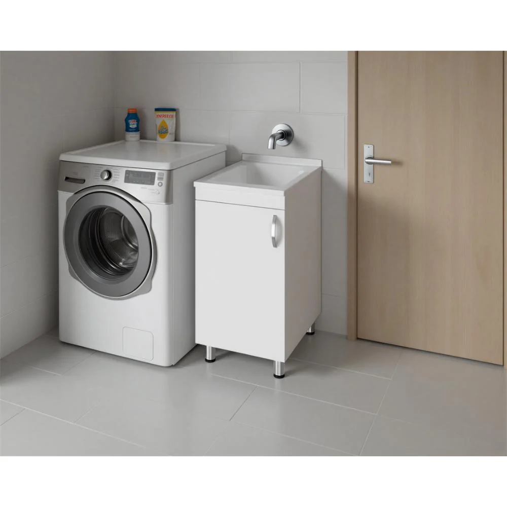 Mueble De Lavado Independiente Dawi, Kronos Blanco, Incluye lavadero no griferí ZF Virtual Muebles ZF
