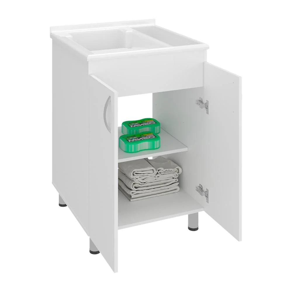 Mueble De Lavado Independiente Fowel, Kronos Blanco, Incluye lavadero no griferí ZF Virtual Muebles ZF