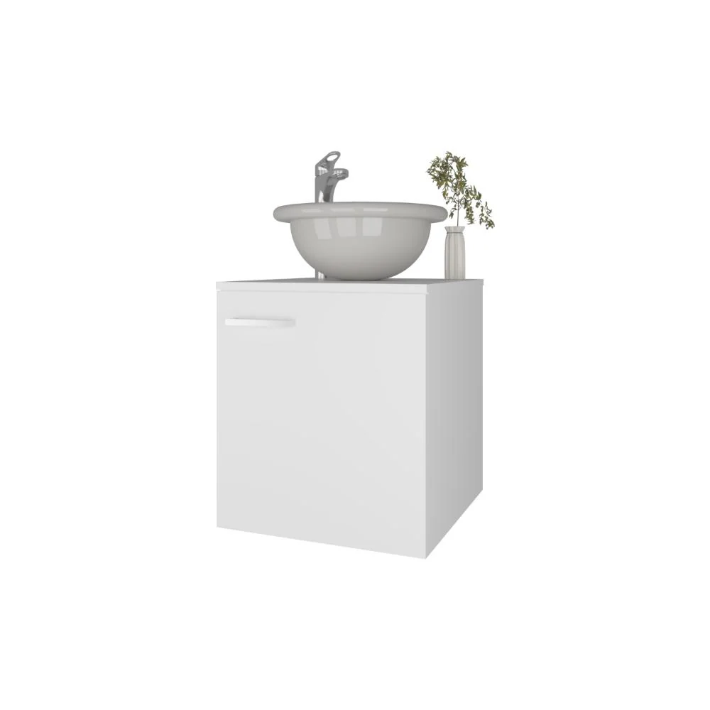 Mueble Lavamanos Clyde, Blanco Duqueza, Incluye Lavamanos Vessel Sabina ZF Virtual Muebles ZF