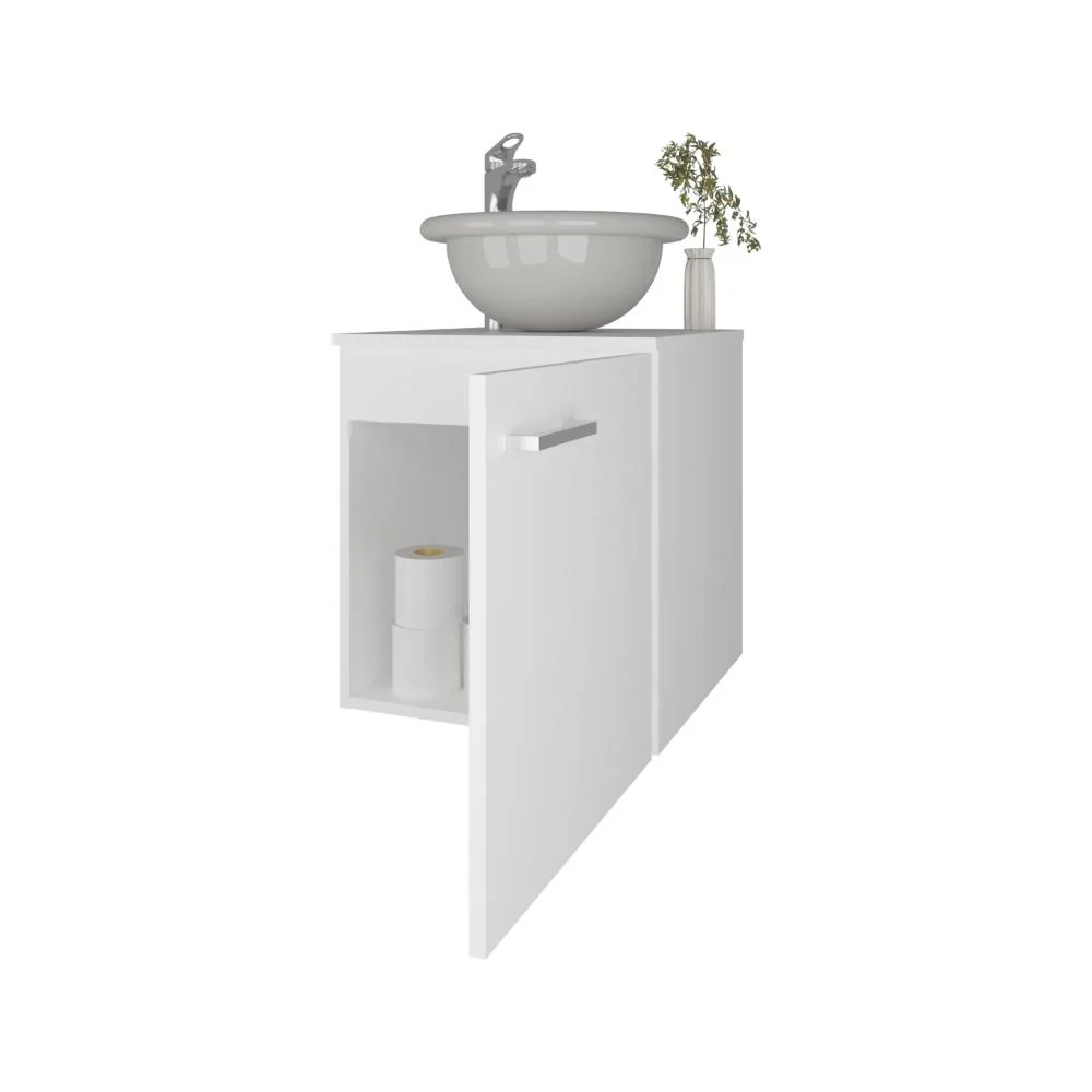 Mueble Lavamanos Clyde, Blanco Duqueza, Incluye Lavamanos Vessel Sabina ZF Virtual Muebles ZF