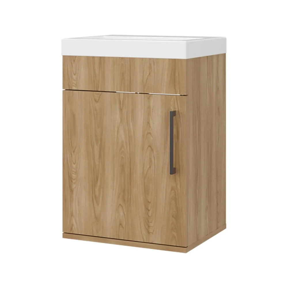 Mueble Lavamanos Flotante Oxford, Fresno Europeo, Incluye Lavamanos 40cm ZF Virtual Muebles ZF