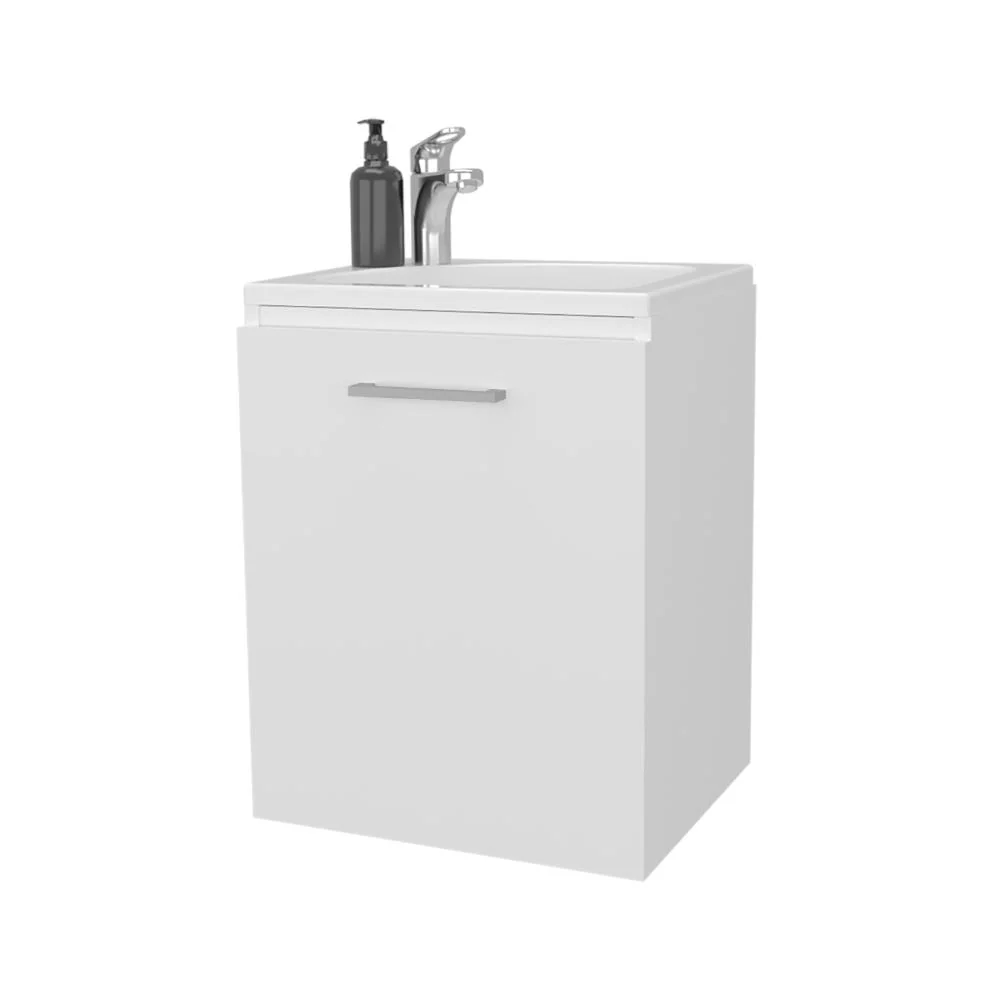 Mueble Lavamanos Saju, Blanco Duqueza, Incluye Lavamanos Plastiglas Floresta ZF Virtual Muebles ZF
