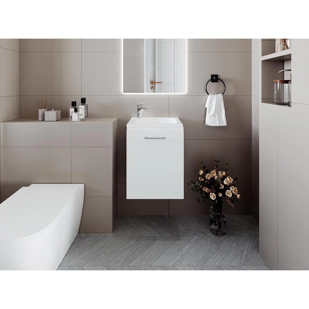 Mueble Lavamanos Saju, Blanco Duqueza, Incluye Lavamanos Plastiglas Floresta ZF Virtual Muebles ZF