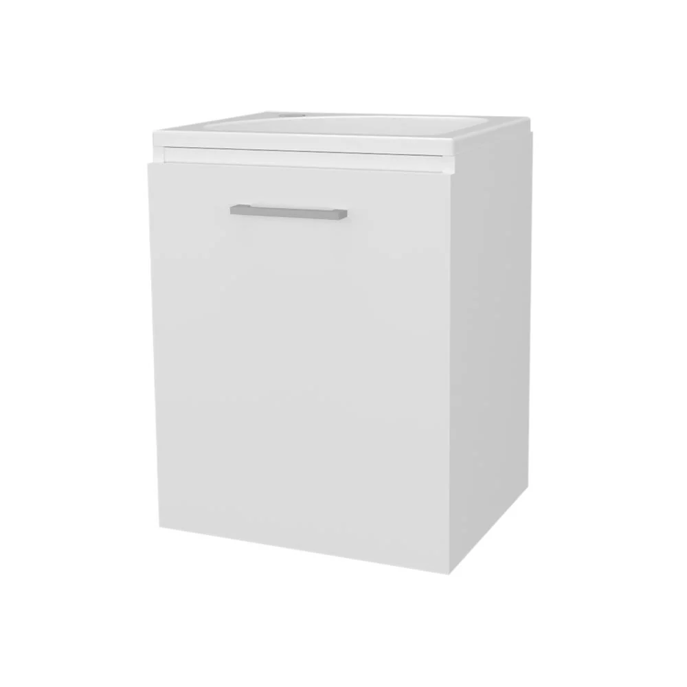 Mueble Lavamanos Saju, Blanco Duqueza, Incluye Lavamanos Plastiglas Floresta ZF Virtual Muebles ZF